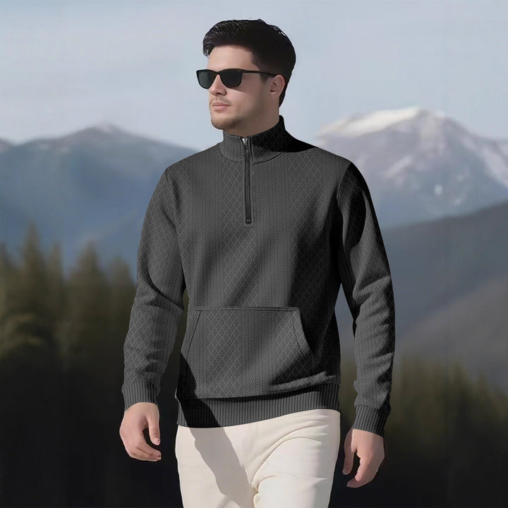 Herren Sweatpullover mit Stehkragen und praktischen Taschen Drune