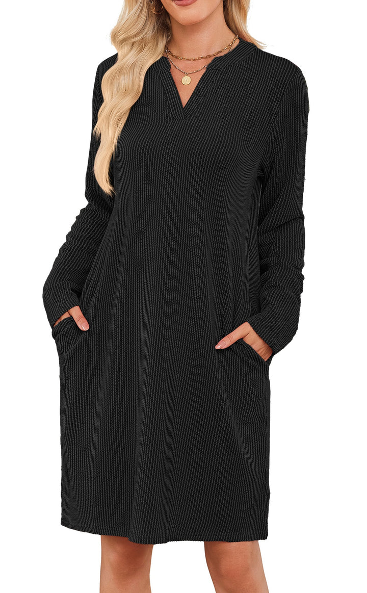 Damen lässiges Langarm-Kleid Drune