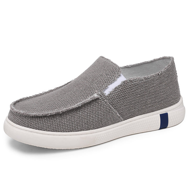 Herren nan lässiger Canvas-Slip-On mit ausgefranster Kante, elastischem Einsatz und griffiger Gummilaufsohle Drune
