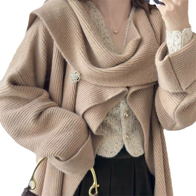 Damen lässiger oversized Strickpullover mit asymmetrischem Schnitt und weichem Material Drune