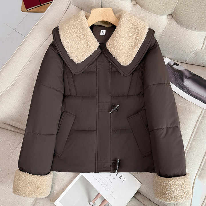 Damen Kurze steppjacke mit oversized Schnitt und Kunstfellkragen Drune