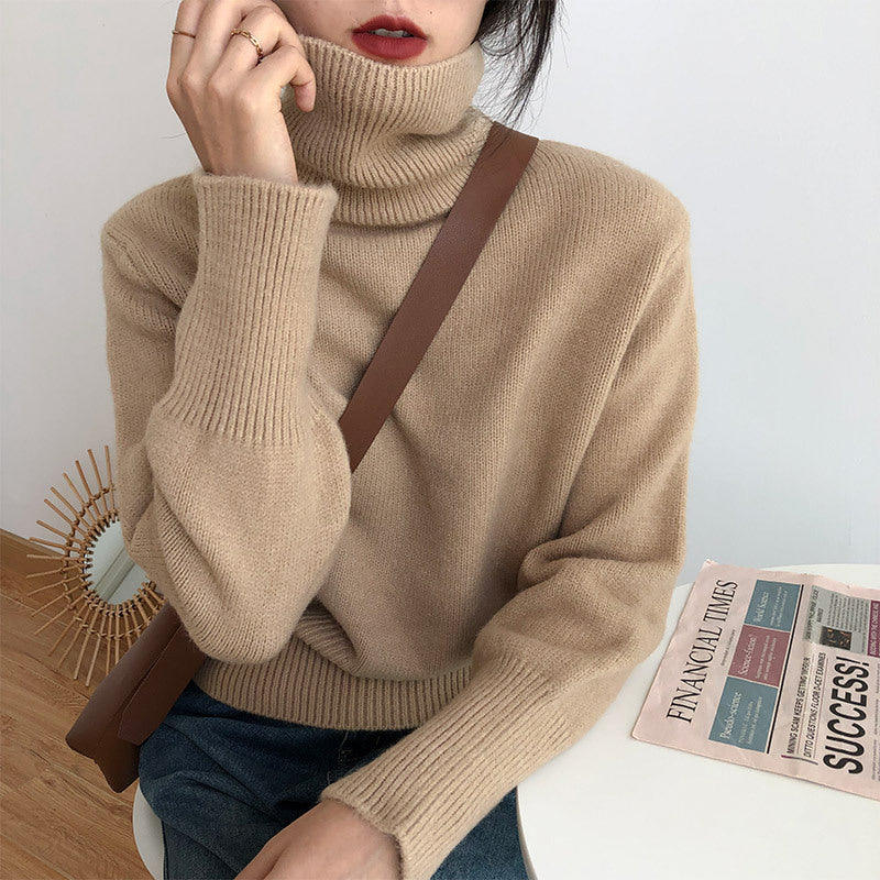 Damen modischer Rollkragenpullover aus weichem Strick Drune