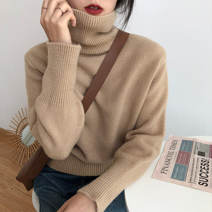 Damen modischer Rollkragenpullover aus weichem Strick Drune
