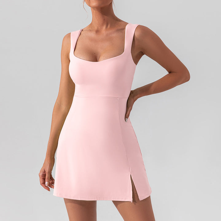 Drune | Hosenträger einfarbig Yoga Tennisrock leichtes Sportkleid