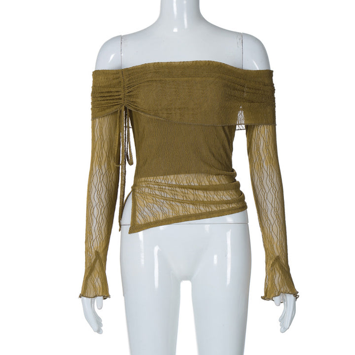 Damen Off-Shoulder Oberteil mit zarten Rüschendetails Drune