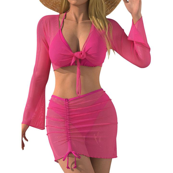 Damen Strand-Outfit mit transparenter Bluse Drune