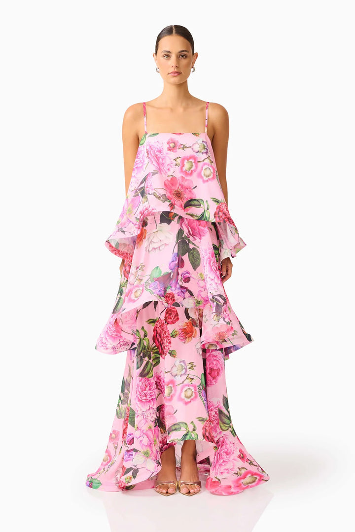 Damen Maxi Kleid mit Volant-details Drune