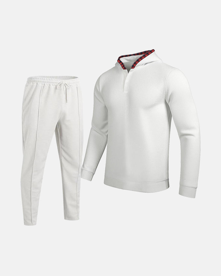Herren Sportlicher Hoodie mit Karodetails und passtgenauen Jogginghose Drune