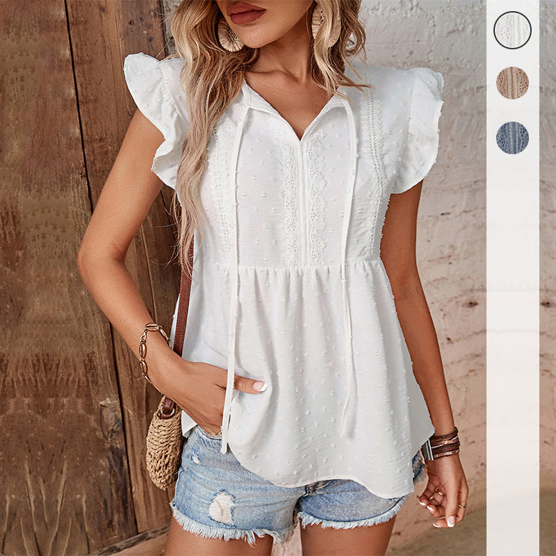 Damen luftige Bluse mit Rüschendetails und modischem Schnitt Drune