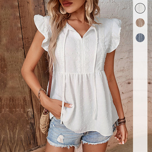 Damen luftige Bluse mit Rüschendetails und modischem Schnitt Drune