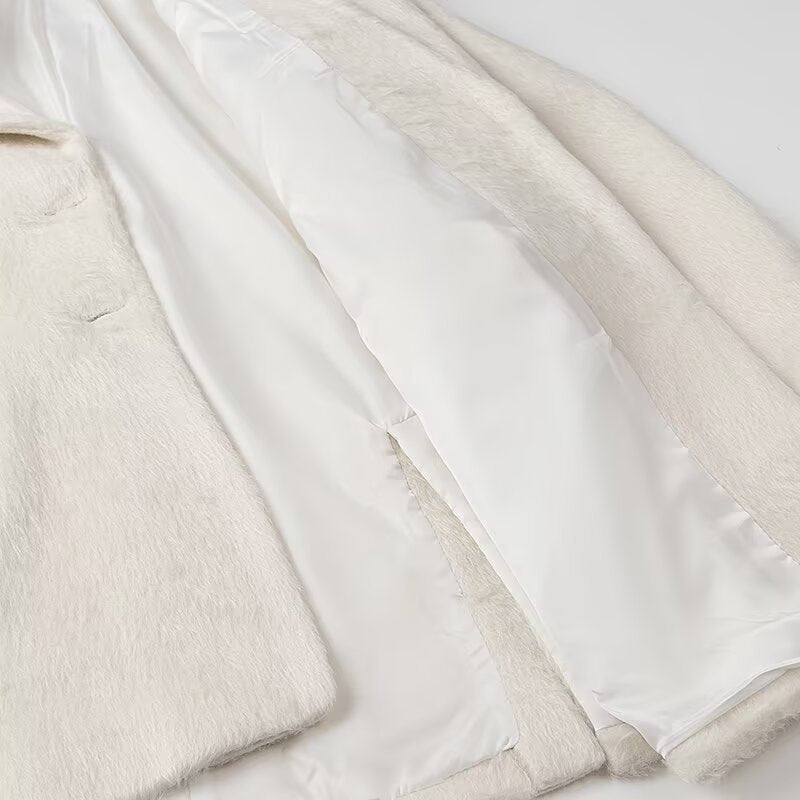 Damen eleganter Kunstfell-Blazer mit praktischen Taschen Drune