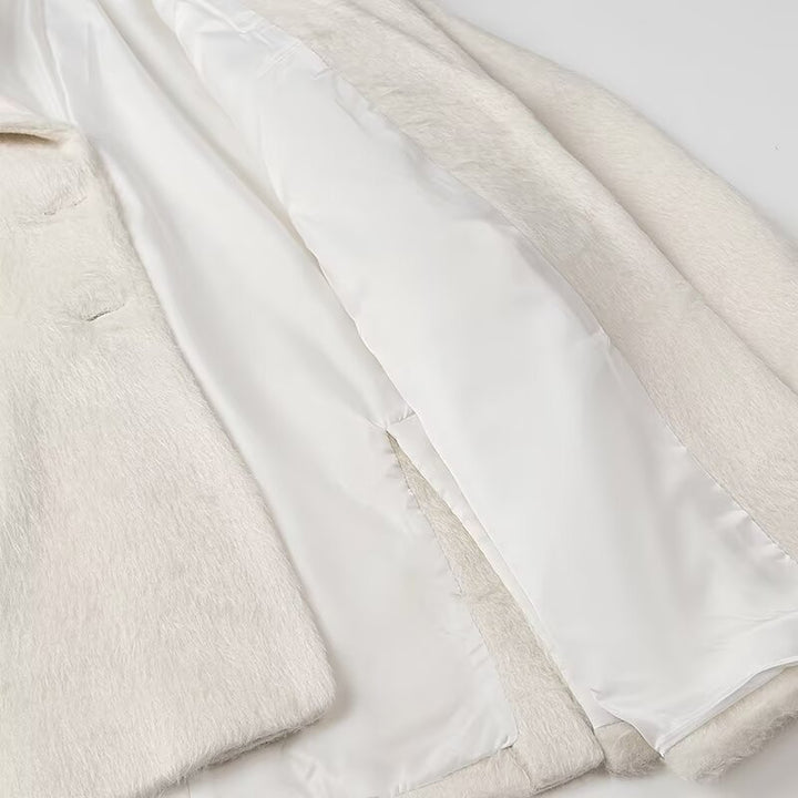 Damen eleganter Kunstfell-Blazer mit praktischen Taschen Drune