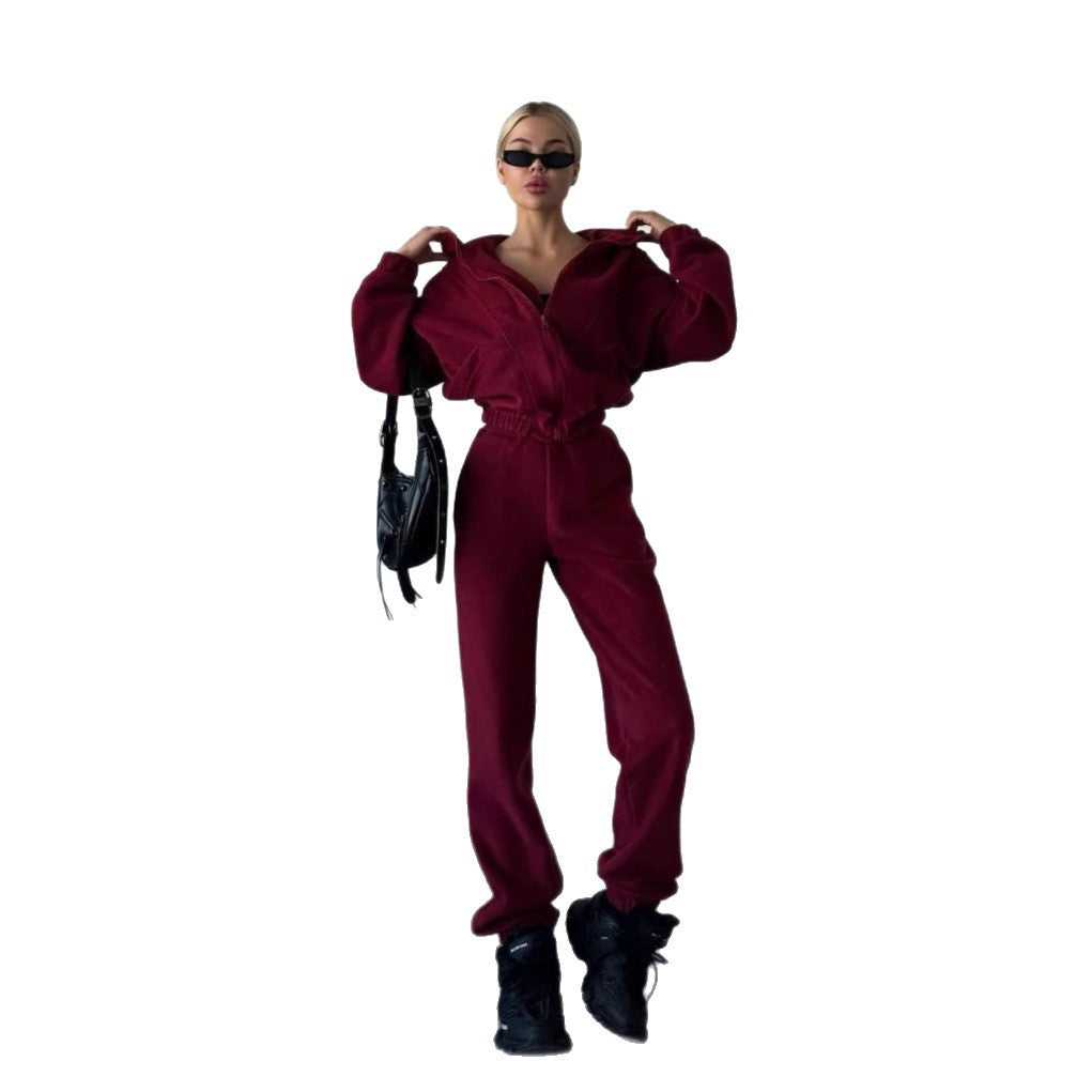 Damen hochwertiger Fleece-Jogginganzug Drune