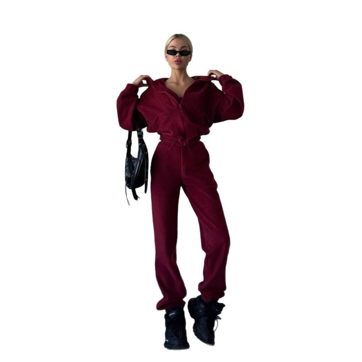 Damen hochwertiger Fleece-Jogginganzug Drune