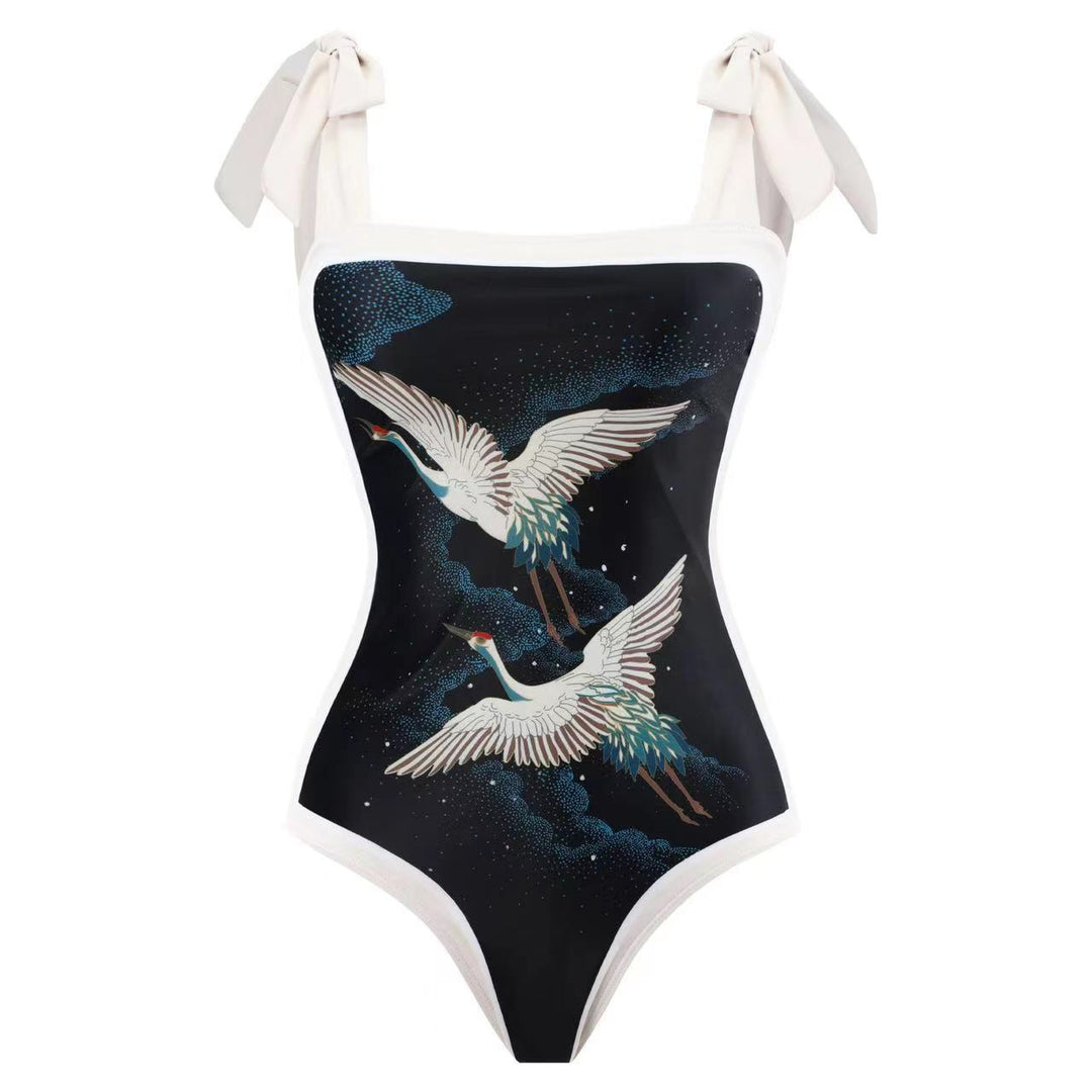 Damen Einteiler Badeanzug mit asymmetrischem Schnitt und eleganter Palazzo-Hose Drune