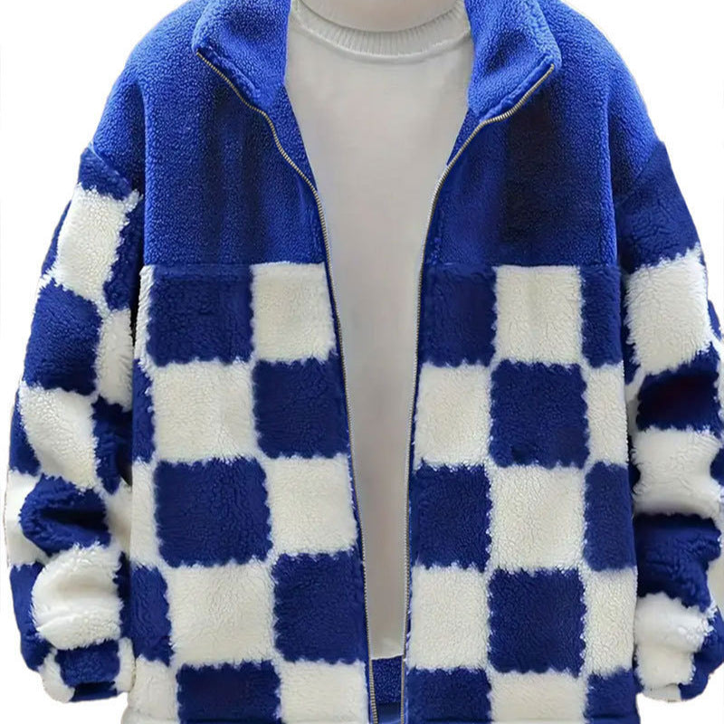 Damen gestepptes Fleece-Jacke im Karomuster Drune