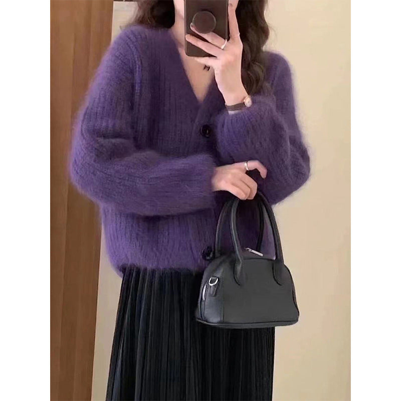 Damen Kuscheliger Strickcardigan mit großen Knöpfen Drune