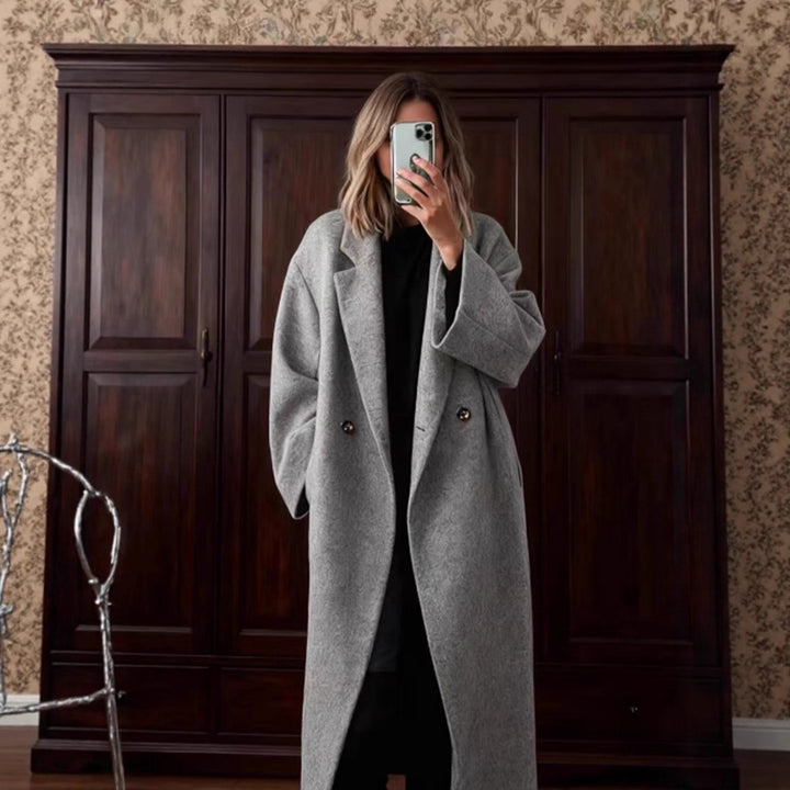 Damen Oversized Wollmantel mit klassischem Revers Drune