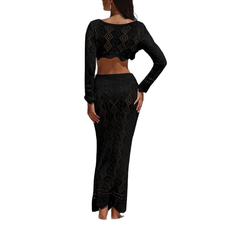 Damen Strick-Maxi-Set mit verstellbarem Bund und Schleifenverschluss Drune