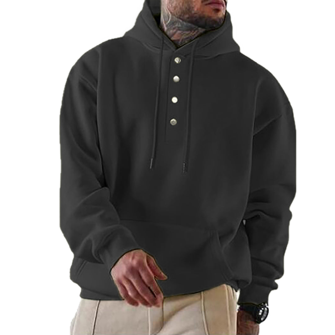 Herren Kapuzenpullover mit Knopfleiste und XXL-Passform Drune