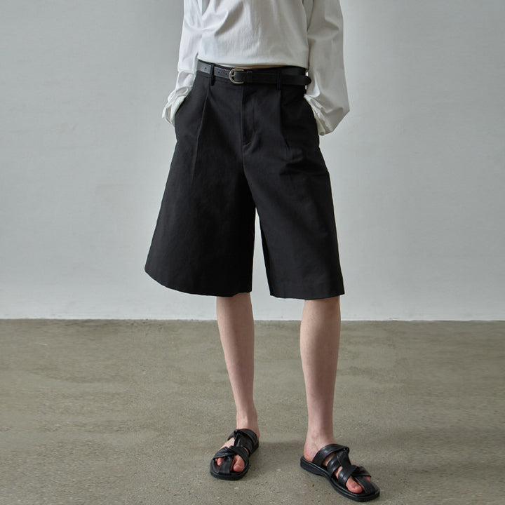 Damen weite Shorts mit Bundfalten und seitlichen Eingrifftaschen Drune