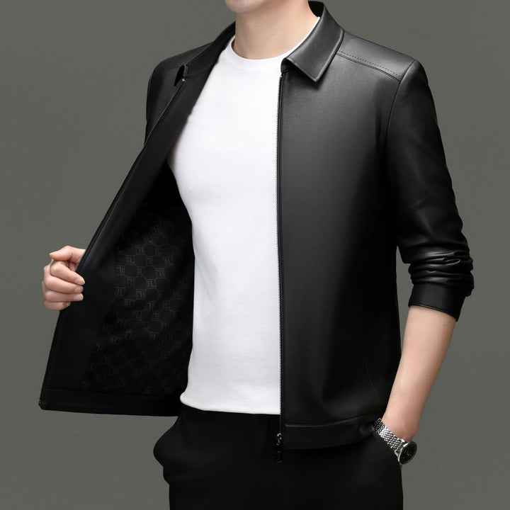 Herren Lederjacke mit modernem Schnitt und elastischen Bündchen Drune