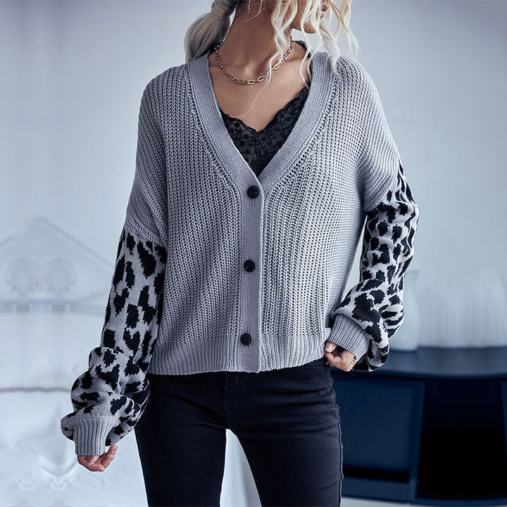Damen Strickjacke mit animalischem Muster und lässigem Schnitt Drune