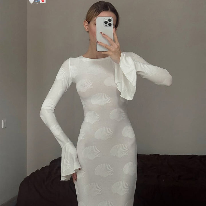 Damen Elegantes Maxikleid mit schickem Flügelärmel-Design Drune