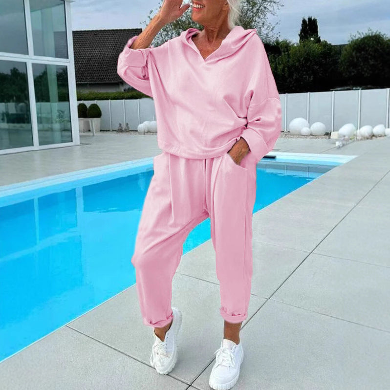 Damen modischer Hoodie und Jogginghose Set Drune