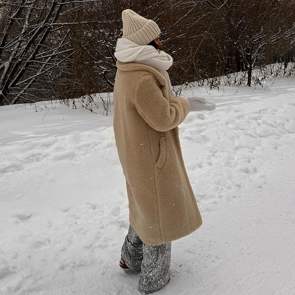 Damen gemütlicher oversized Wintermantel mit weichem Teddyfell Drune