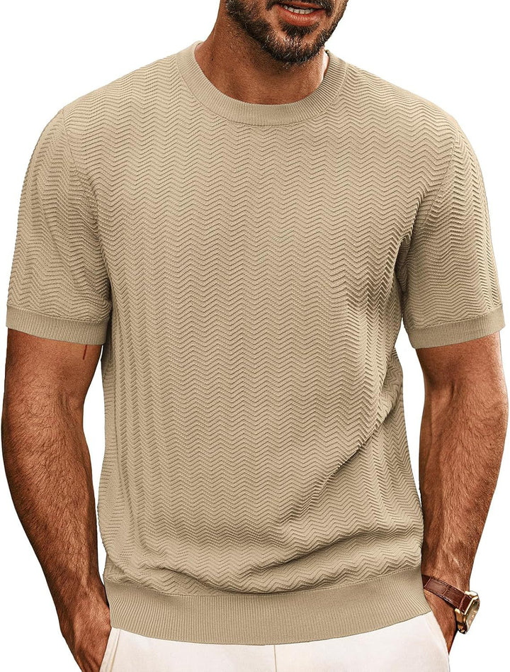 Herren strukturiertes Rundhals T-Shirt Drune