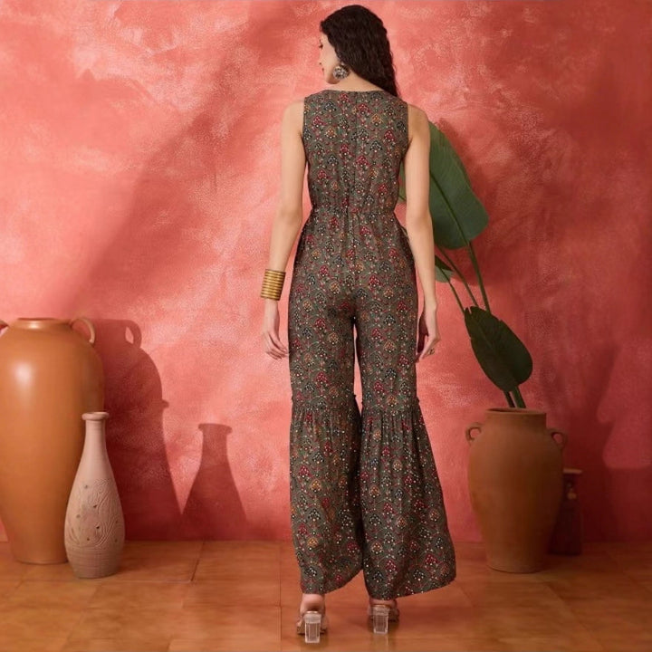 Damen Vintage-inspirierter Jumpsuit mit weitem Bein und Taillierung Drune