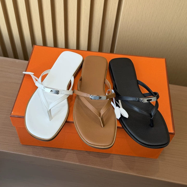 Damen Elegante Flip-Flops mit glänzenden Akzenten Drune