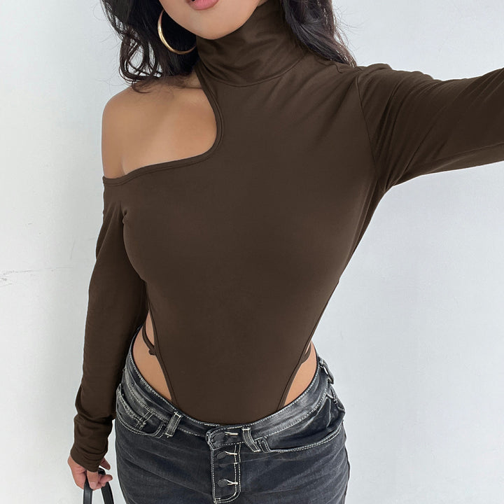 Damen Body mit asymmetrischem Schnitt und hohen Rüschen Drune
