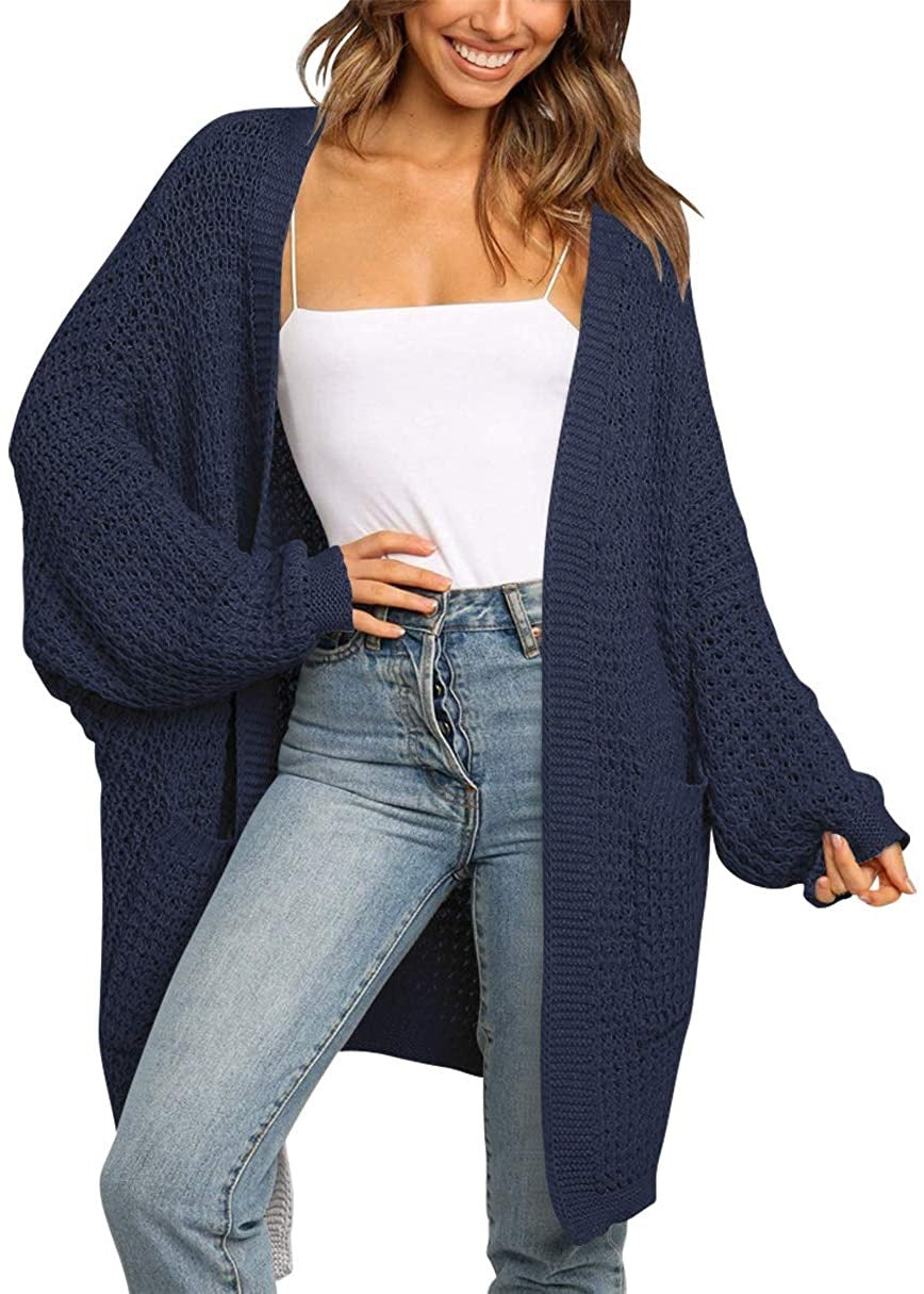 Damen Grobstrick Cardigan mit offenen Fronten und praktischen Taschen Drune