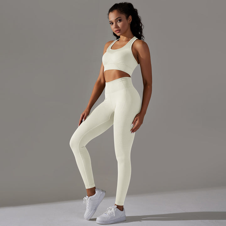 Damen Sport-BH und Hochbund-Leggings Set mit nahtloser Verarbeitung und atmungsaktiven Eigenschaften Drune