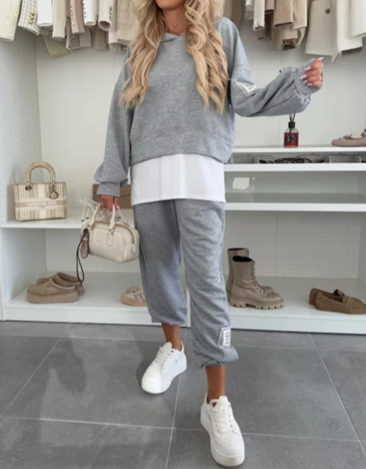 Damen lässiges Hoodie-Set mit elastischem Bund und voluminösen Ärmeln Drune