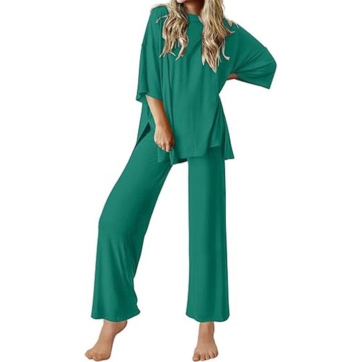 Damen Bequemer Schlafanzug mit Weitem Schnitt und Kurzarm Drune