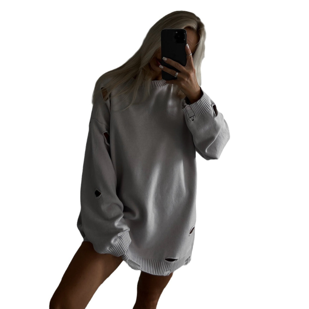 Damen Oversized Sweatshirt mit stylischen Riss-Details und weitem Schnitt Drune