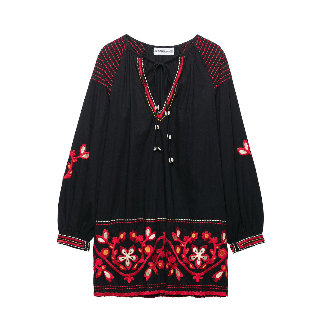 Damen Strickjacke mit floralem Muster und tiefem V-Ausschnitt Drune