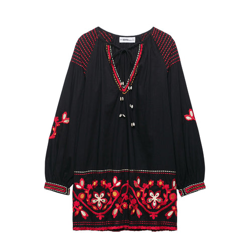 Damen Strickjacke mit floralem Muster und tiefem V-Ausschnitt Drune