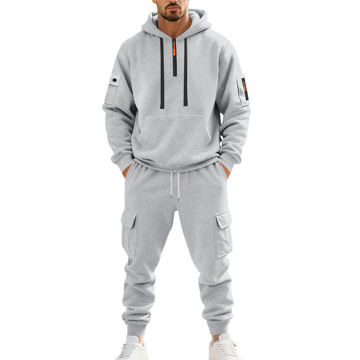 Herren nan technischer Cargo-Jogginganzug mit Halbzip, Kapuze und Mehrfachtaschen Drune
