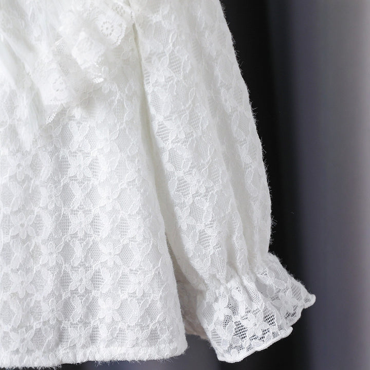 Damen Rüschenbluse mit Spitzenakzenten Drune