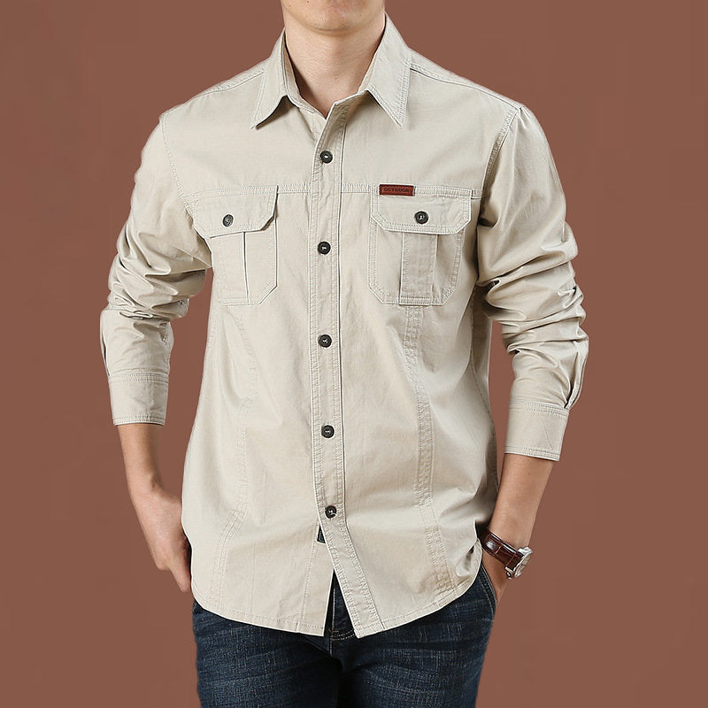 Herren nan robustes Baumwoll-Twill Fieldhemd mit aufgesetzten Klappbrusttaschen und markanten Nahtdetails Drune