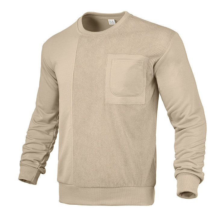 Herren nan strukturiertes Sweatshirt mit Brusttasche und geripptem Vorderpanel Drune