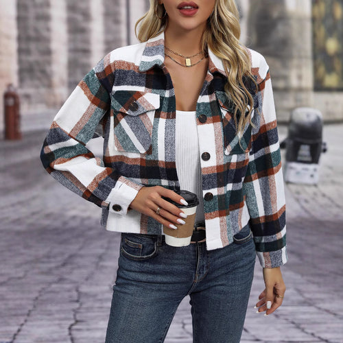 Damen Kariertes Flanellovershirt Drune