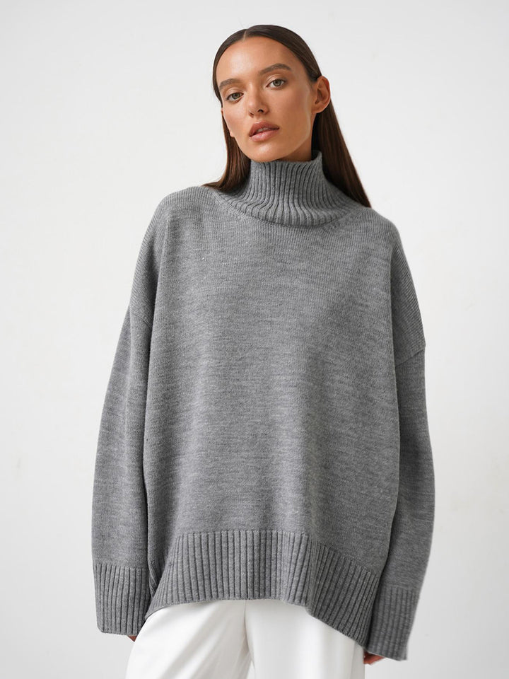 Damen Oversized Rollkragenpullover aus weicher Wollmischung Drune