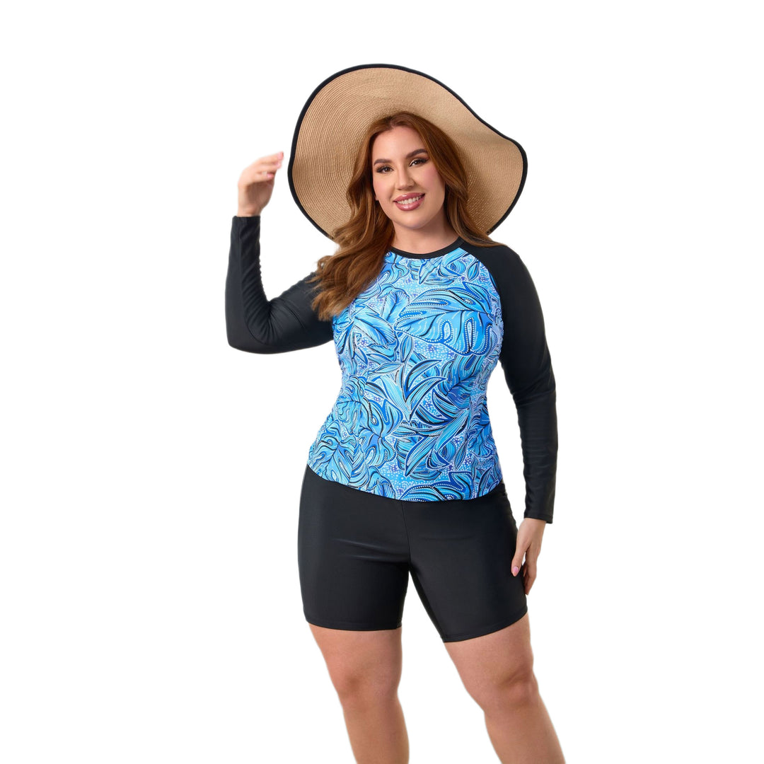 Damen Sportlicher Langarm-Rashguard mit Shorts Drune
