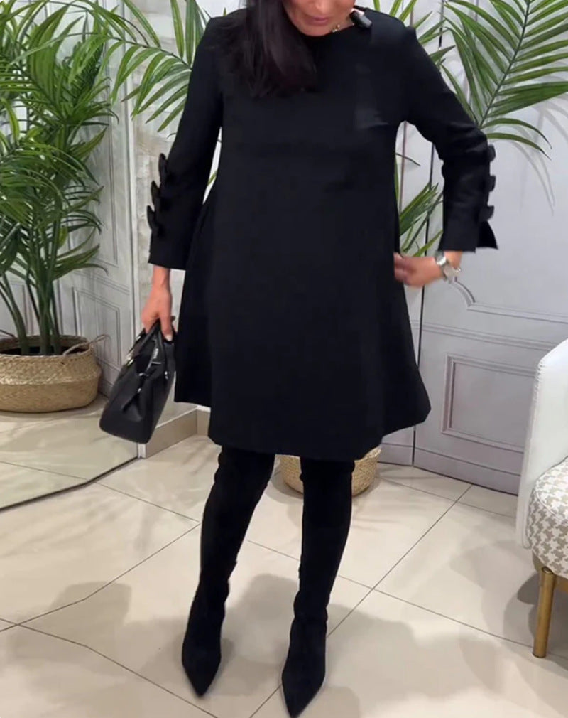 Damen elegantes Kleid mit dekorativen Rüschendetails Drune