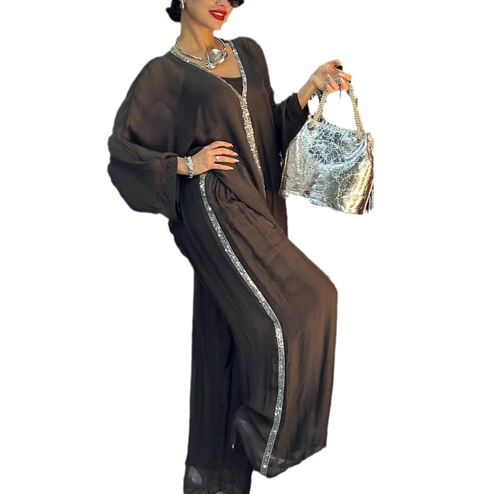 Damen luftiges Jumpsuit mit elegantem Overlay und glitzernden Details Drune